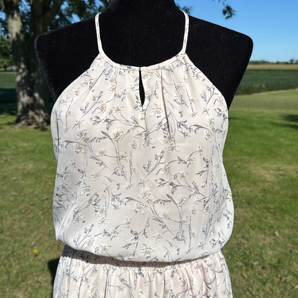 Paper Crane Pastel Pink Floral Smocked Halter Spaghetti Strap Mini Dress Sz M - Picture 1 of 8